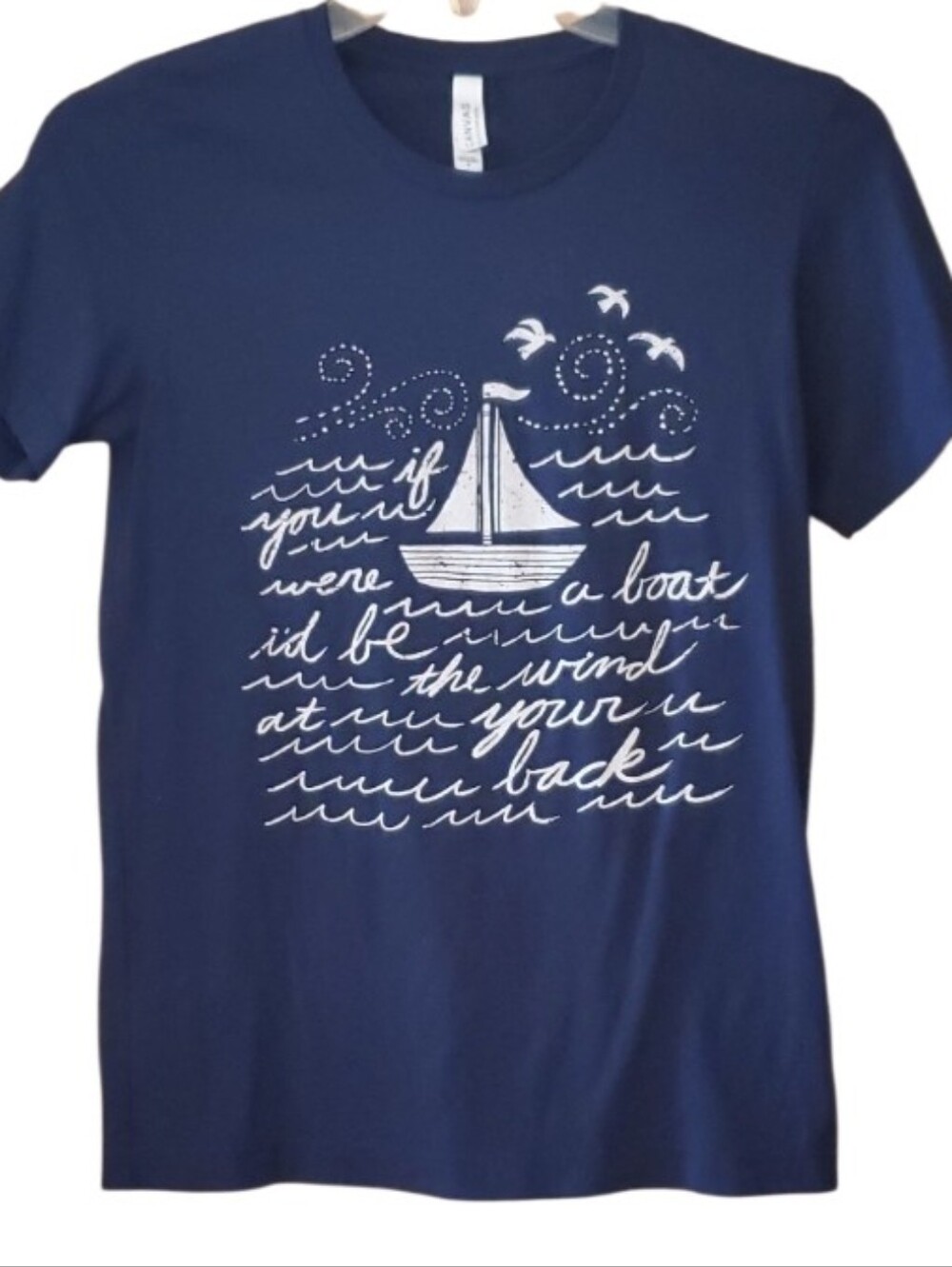 Bella + Canvas Navy Sailboat Waves Graphic Crewneck Short Sleeve T-Shirt
